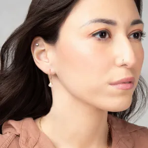 Mini-Hoop Rose Quartz Charm Earrings
