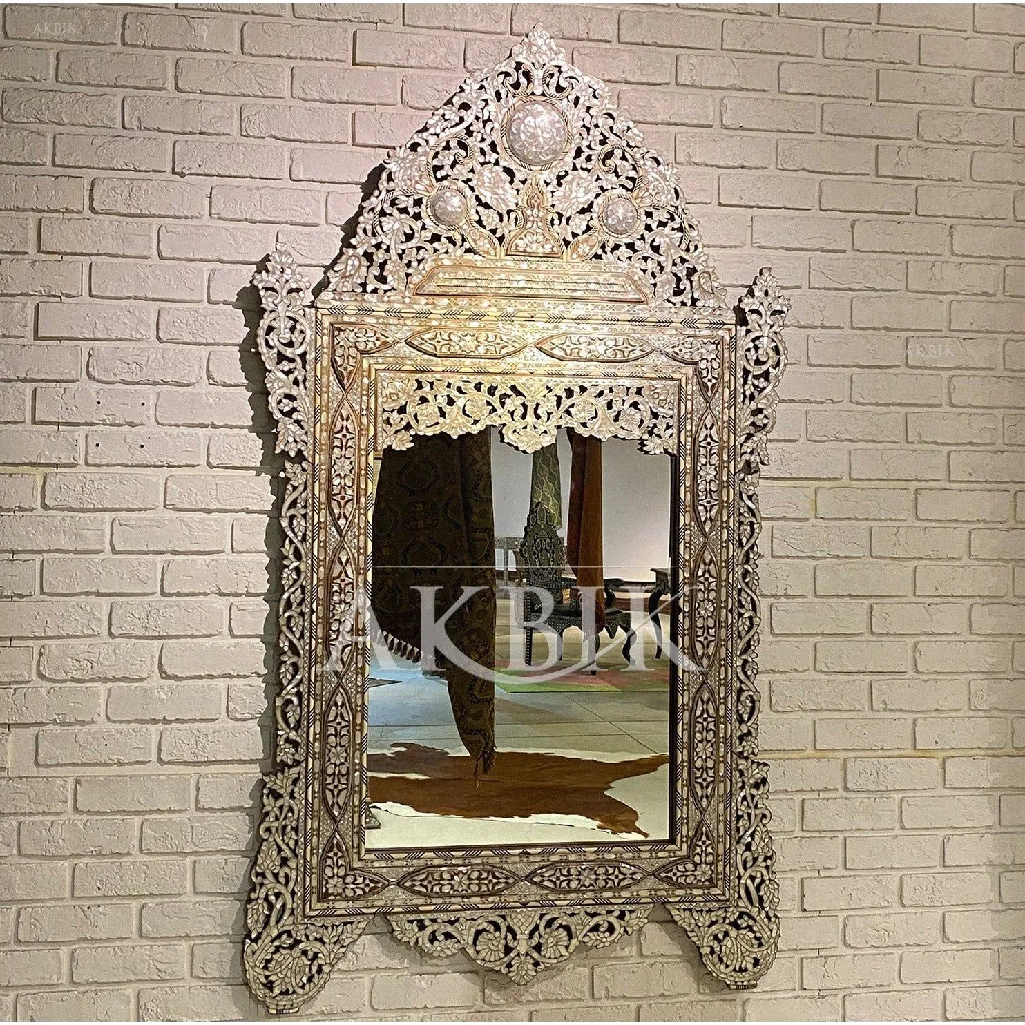 Mother of pearl Inlaid Mirror - Endless Formation Handcrafted Design