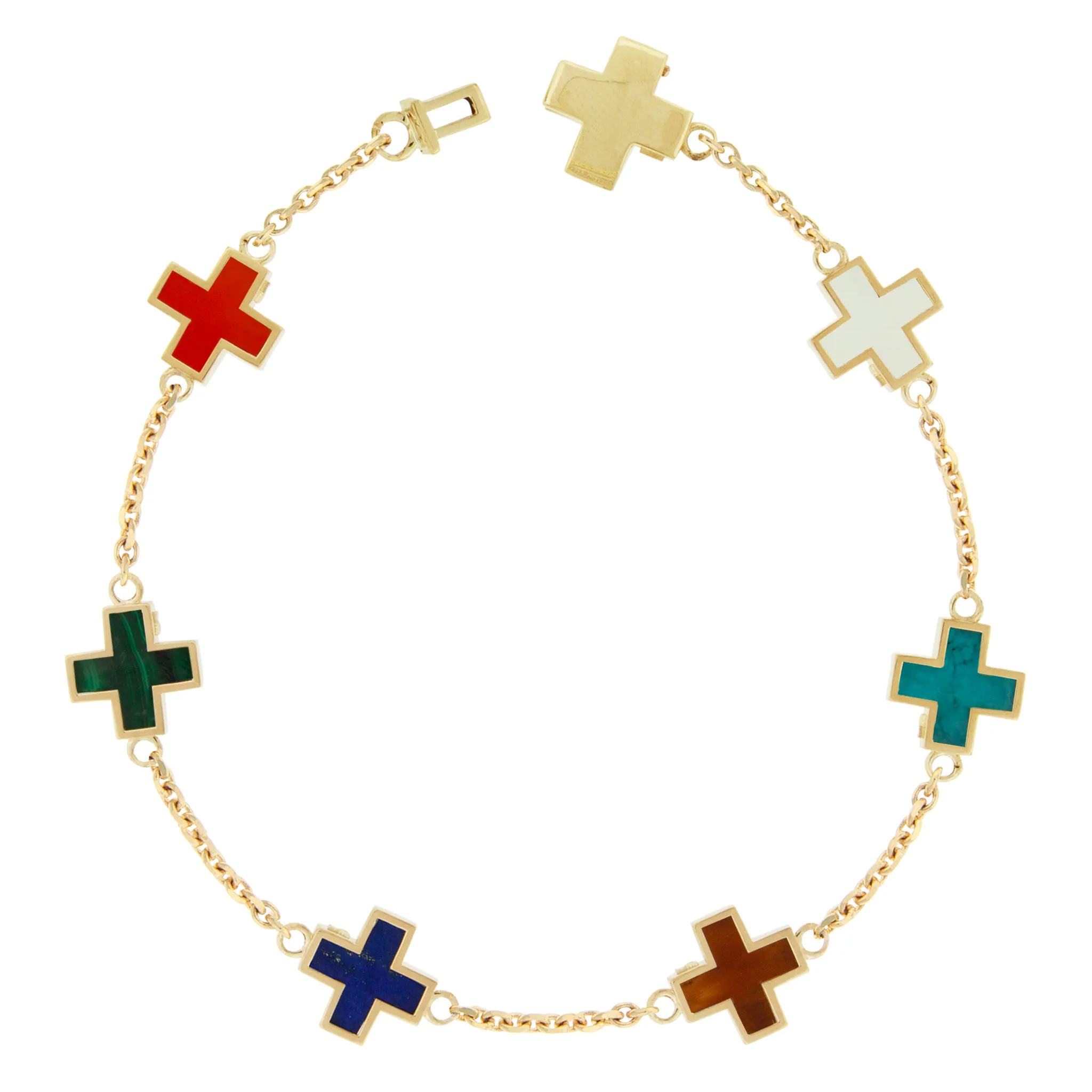Multi Gemstone Cross Chain Bracelet