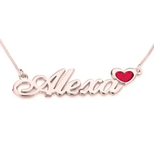 Name Necklace with Coloured Symbols Rose Gold Plated