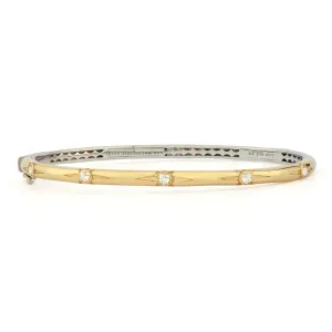 Narrow Two-toned Starburst Diamond Bangle
