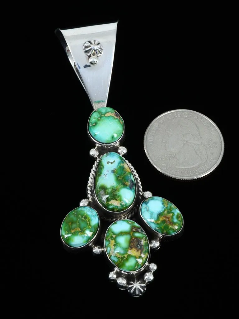 Native American Sonoran Gold Turquoise Sterling Silver Pendant