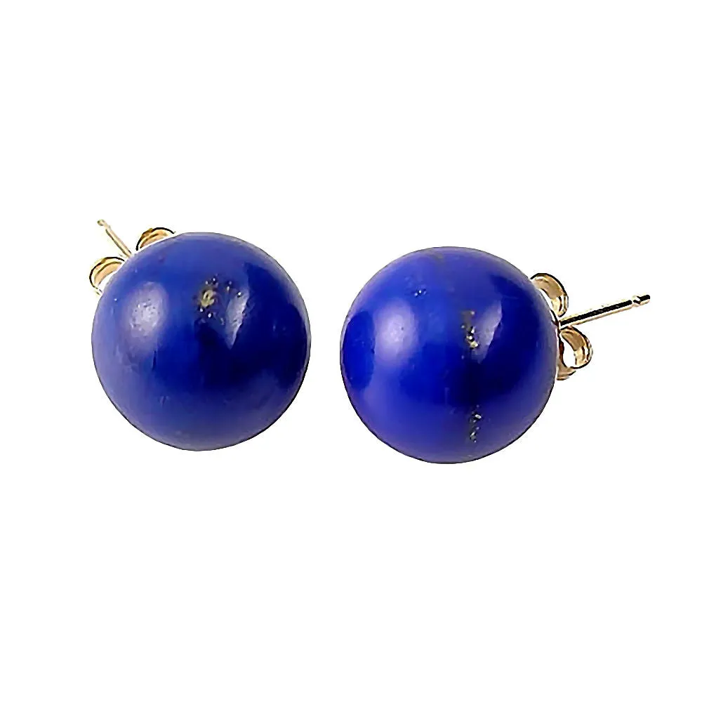 Natural Lapis Lazuli Ball Stud Post Earrings 14-20 Gold Filled
