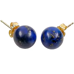 Natural Lapis Lazuli Ball Stud Post Earrings 14-20 Gold Filled