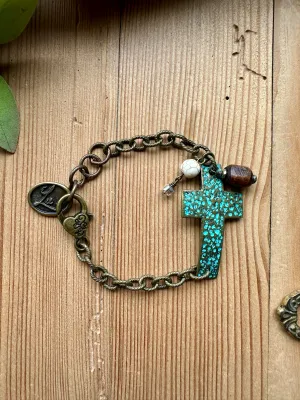 Naughty Naturals Turquoise Cross Bracelet