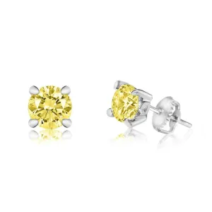 November Birthstone Crystal White Gold Palladium Plating Girl's Stud Earrings