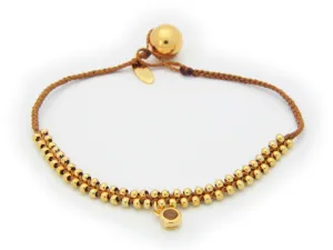 November Topaz (Cz) Camel Cord Bracelet in Vermeil, 6"