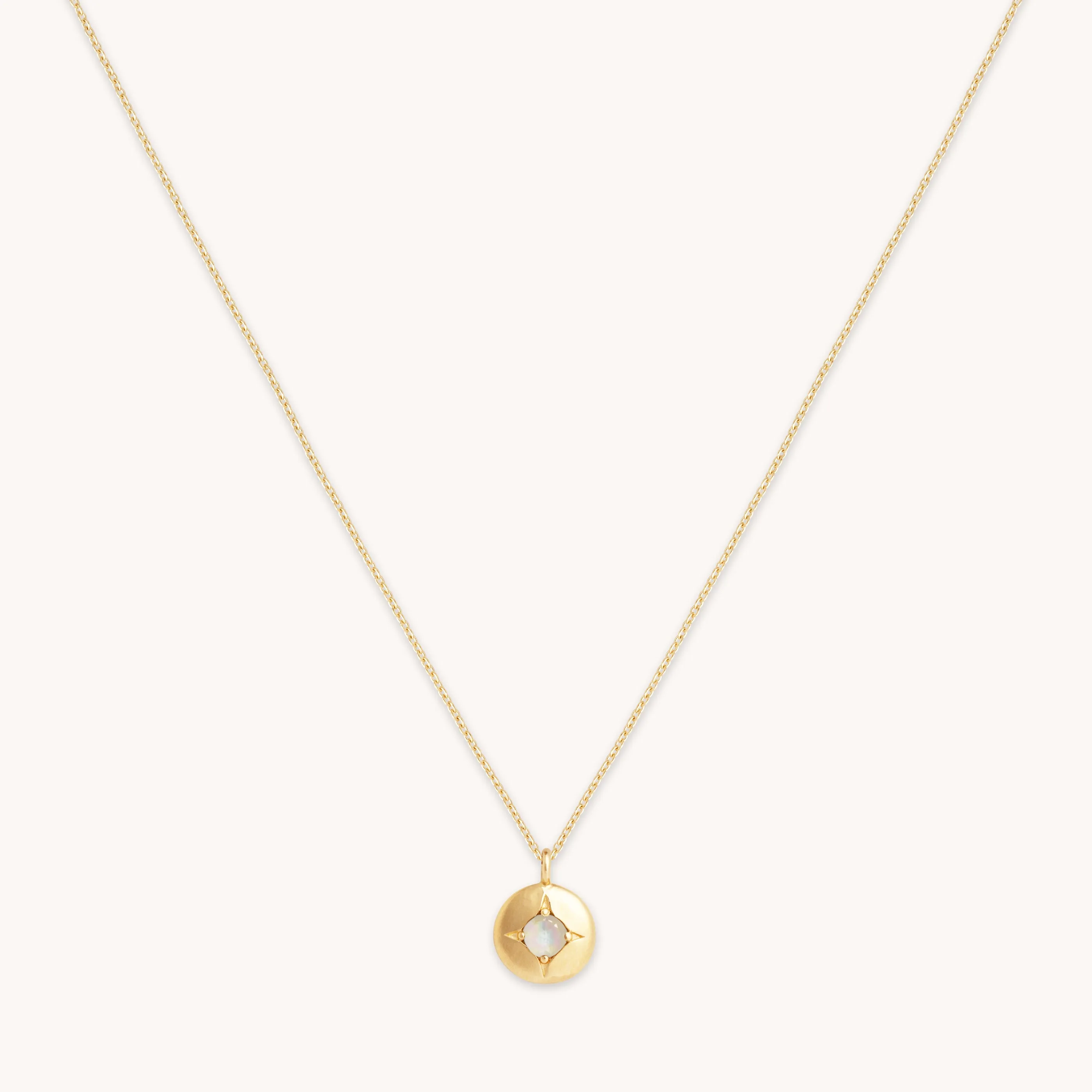 October Opal Birthstone Necklace in Solid Gold
