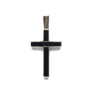 Onyx Inlaid 2 Section Inlaid Cross Pendant