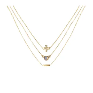 Opal & 18k Gold Plated Necklace Set of 3
