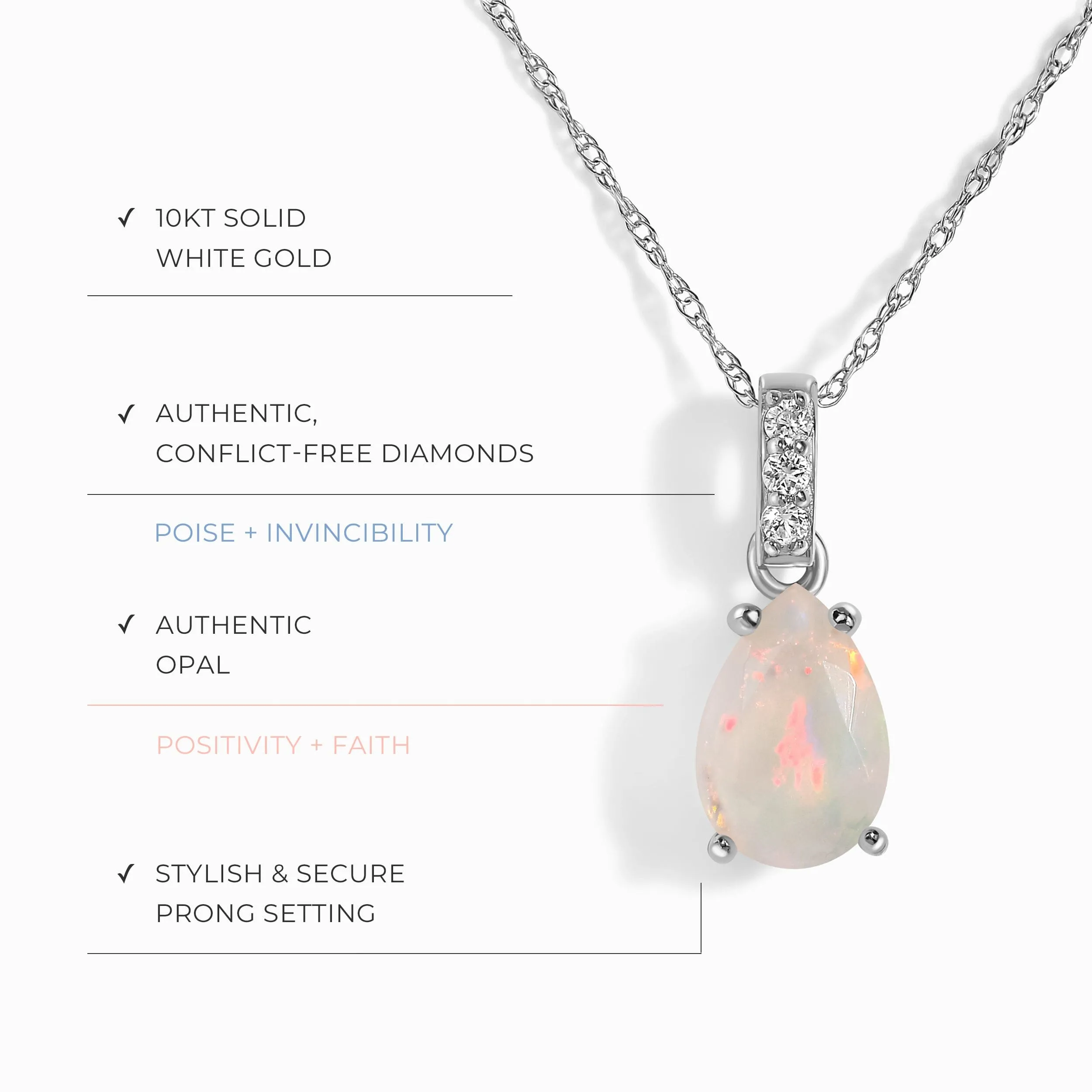Opal Diamond Necklace Sway - October Birthstone