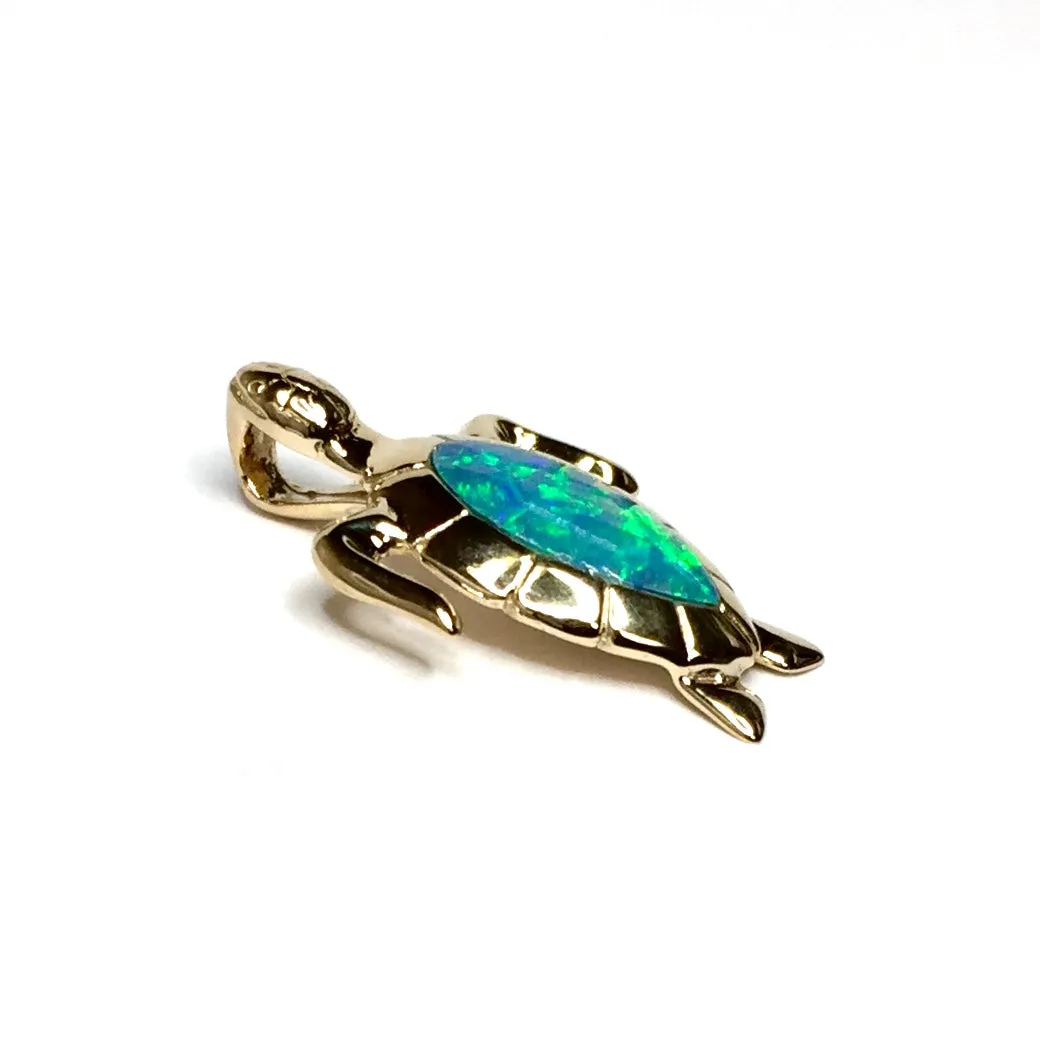 Opal Pendant Inlaid Realistic Design Sea Turtle