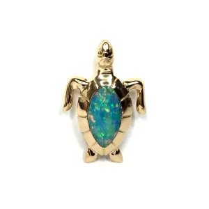 Opal Pendant Inlaid Realistic Design Sea Turtle