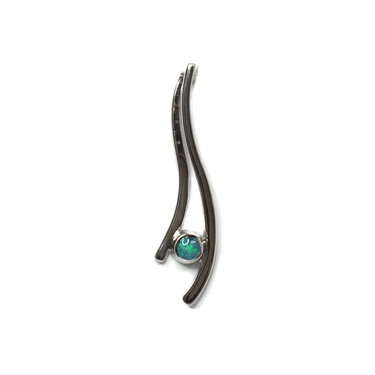 Opal Pendant Round Inlaid Double Curved Bar Design