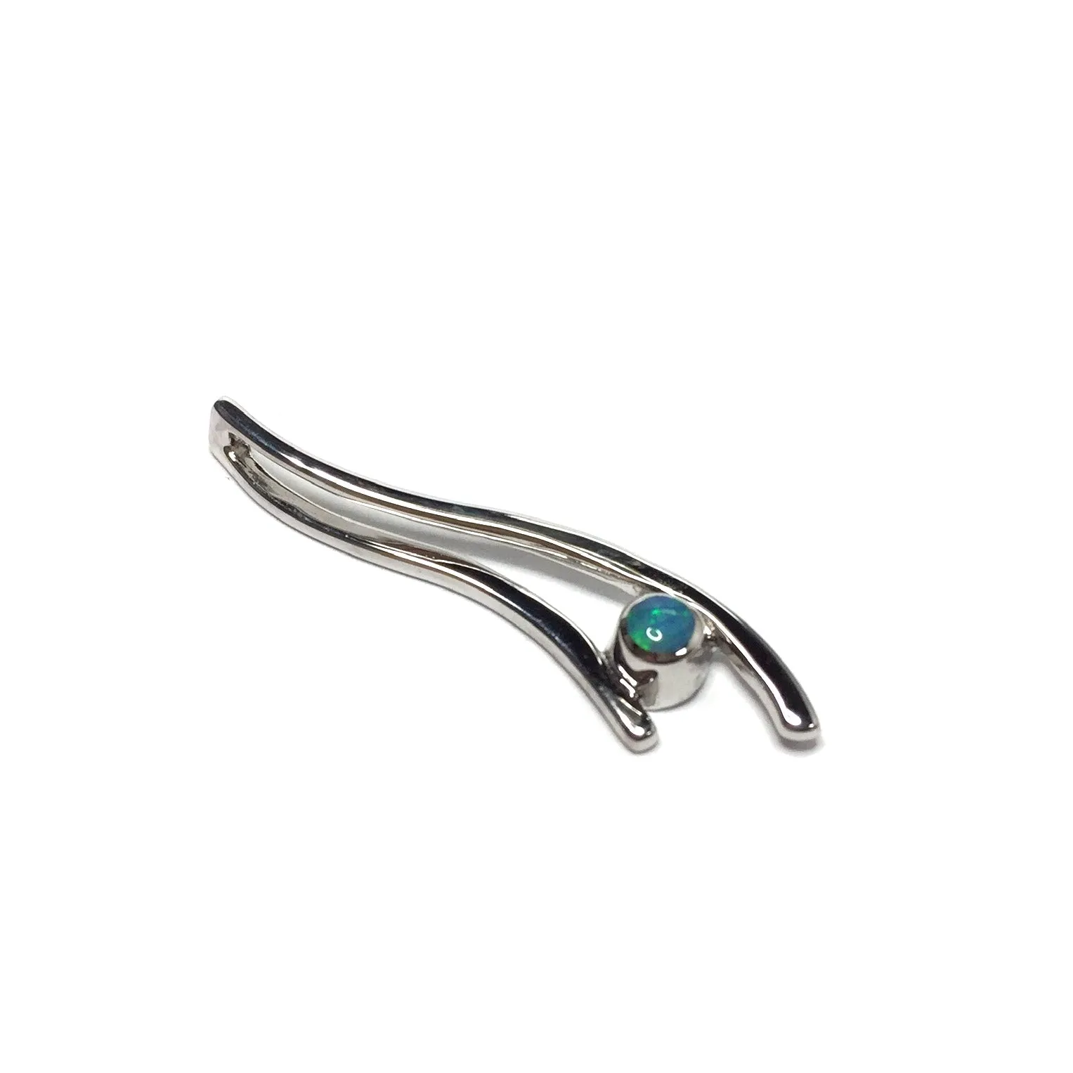 Opal Pendant Round Inlaid Double Curved Bar Design