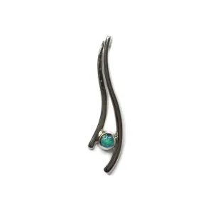 Opal Pendant Round Inlaid Double Curved Bar Design