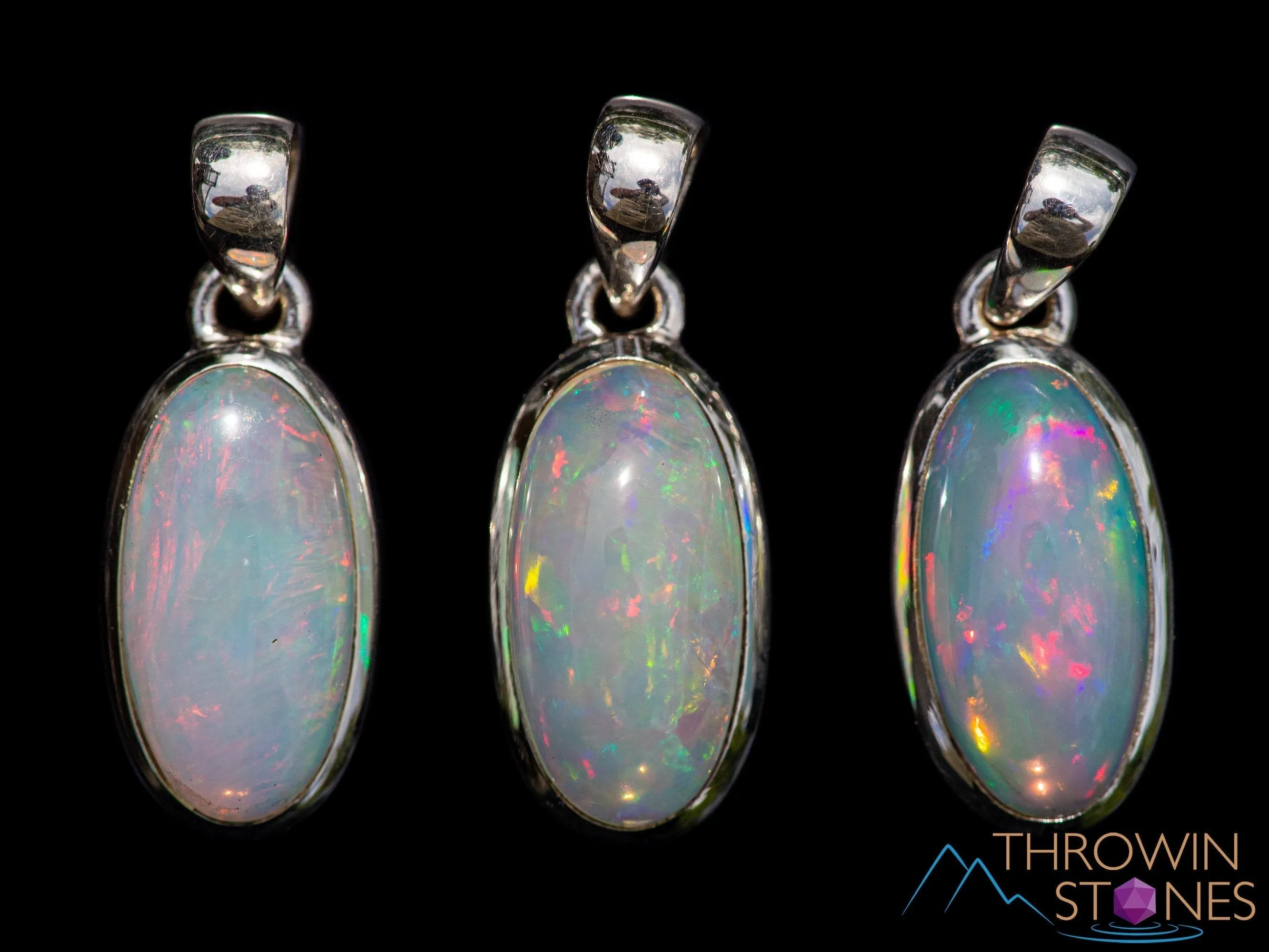 OPAL Pendant - Sterling Silver, Oval, Extra Small - Birthstone Jewelry, Opal Cabochon Necklace, Welo Opal,  E1875