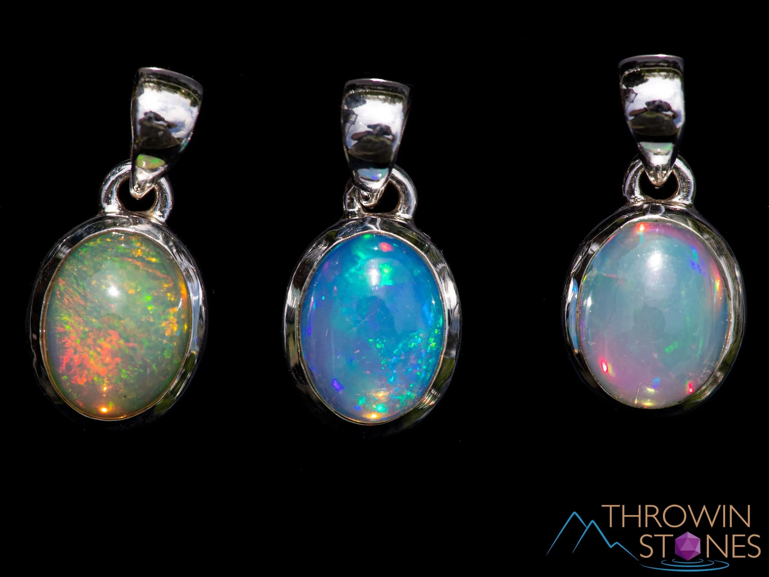 OPAL Pendant - Sterling Silver, Oval, Extra Small - Birthstone Jewelry, Opal Cabochon Necklace, Welo Opal,  E1875