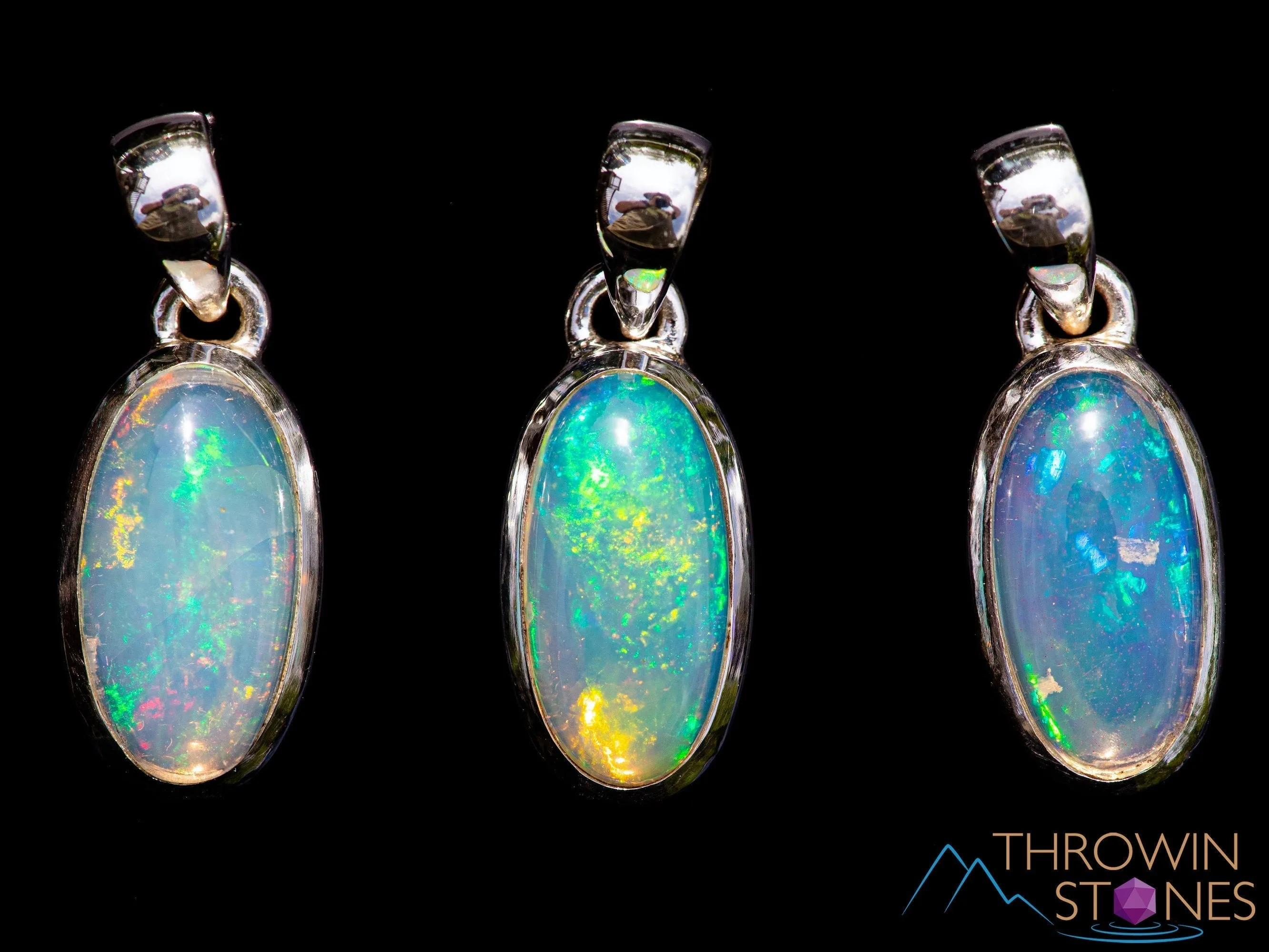 OPAL Pendant - Sterling Silver, Oval, Extra Small - Birthstone Jewelry, Opal Cabochon Necklace, Welo Opal,  E1875
