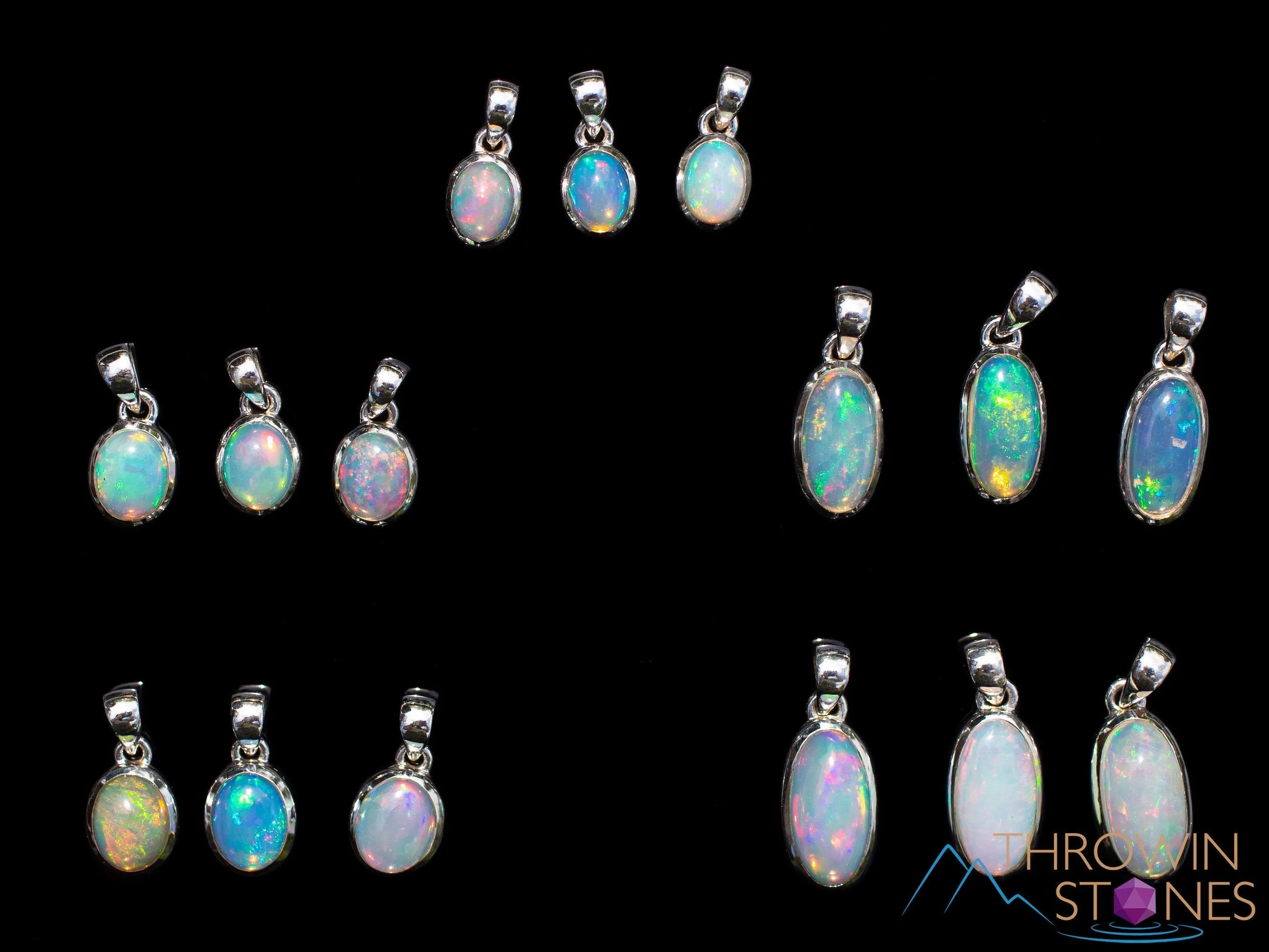 OPAL Pendant - Sterling Silver, Oval, Extra Small - Birthstone Jewelry, Opal Cabochon Necklace, Welo Opal,  E1875