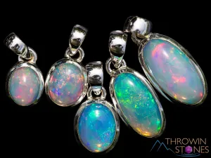 OPAL Pendant - Sterling Silver, Oval, Extra Small - Birthstone Jewelry, Opal Cabochon Necklace, Welo Opal,  E1875