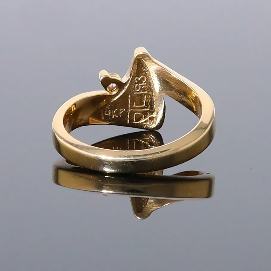 Opal Rings Boat Sail Inlaid Design with .04ctw Round Diamond