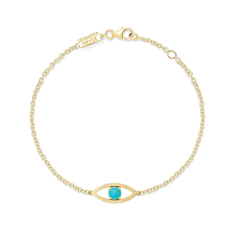 Open Evil Eye Bracelet with Turquoise Center