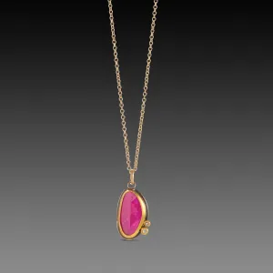 Organic Ruby Necklace with Diamonds