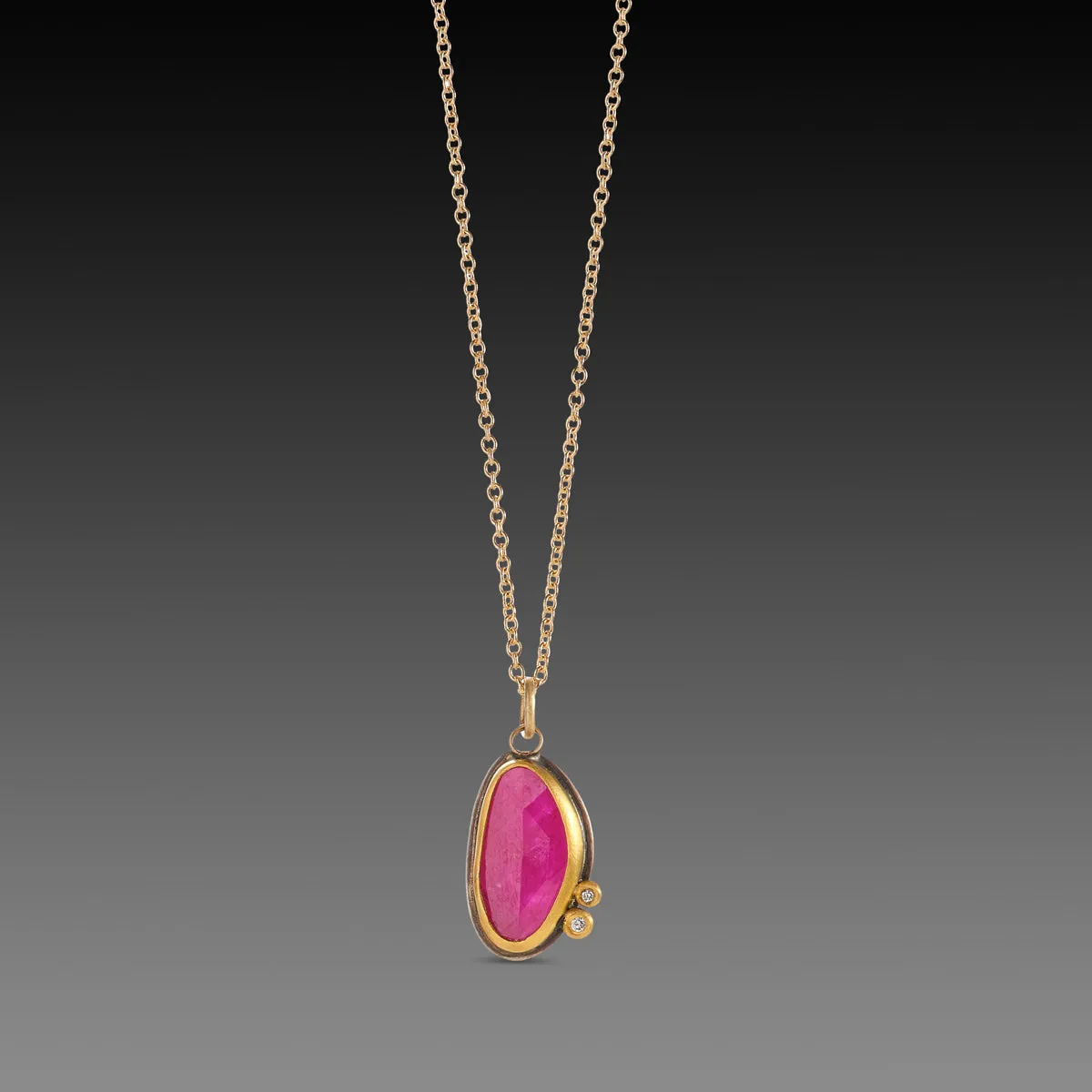 Organic Ruby Necklace with Diamonds