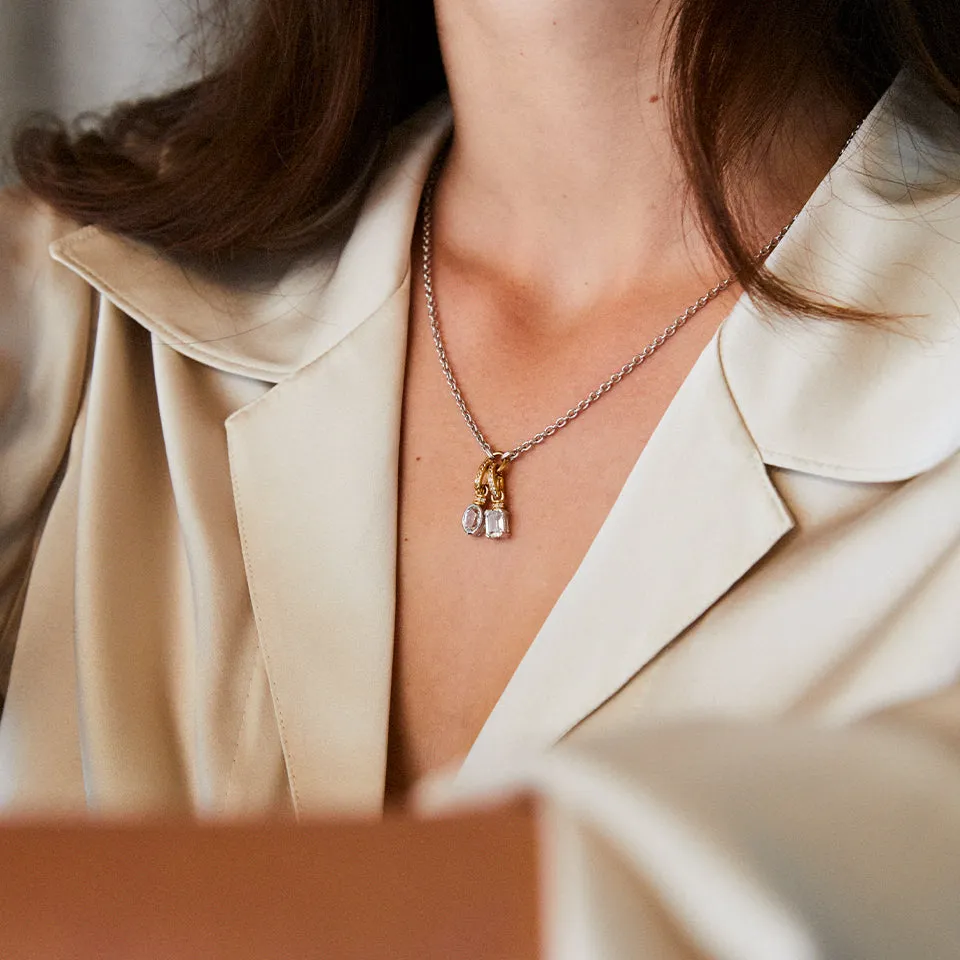 Oval Cut Charm on Carrier Chain