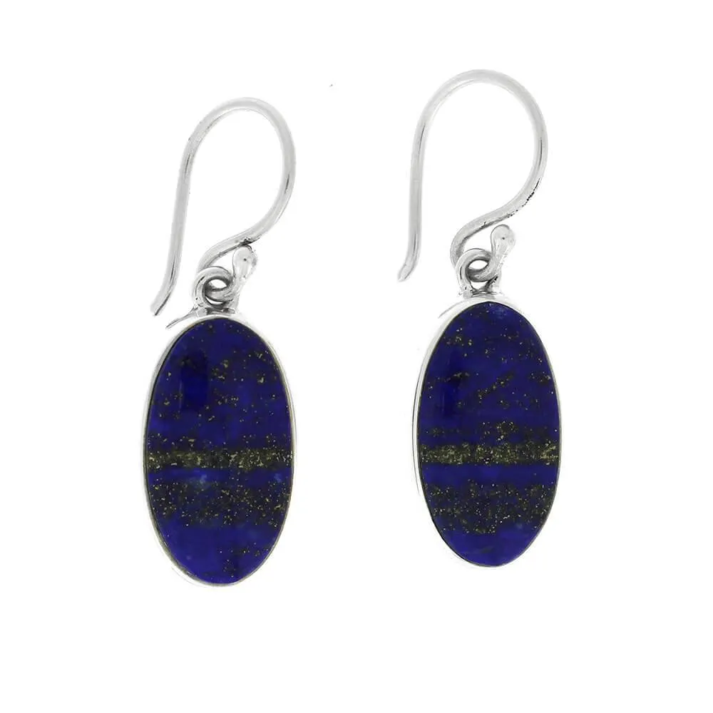 Oval Earrings with Lapis Lazuli in Silver