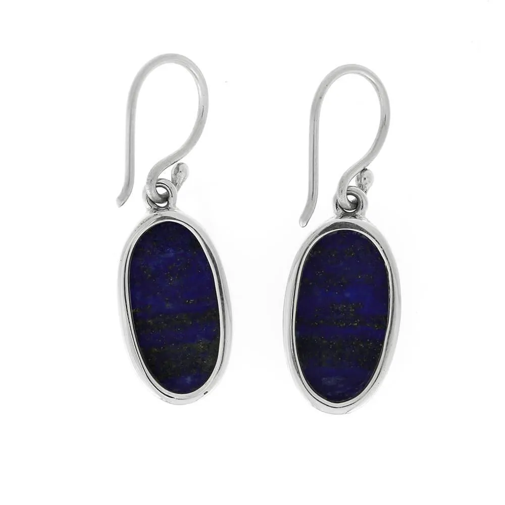 Oval Earrings with Lapis Lazuli in Silver
