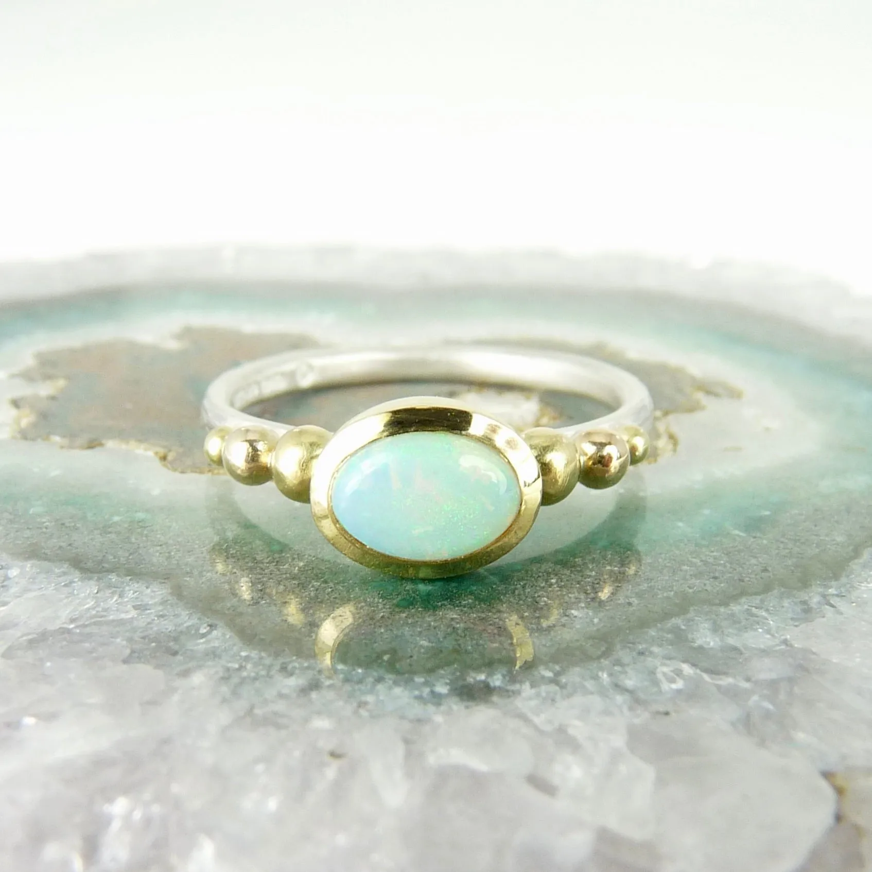 Oval Opal Granulation Ring