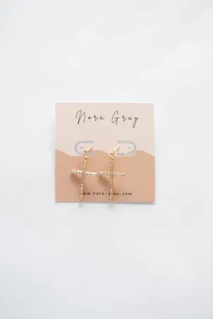 Pave Cross Dangle Earrings