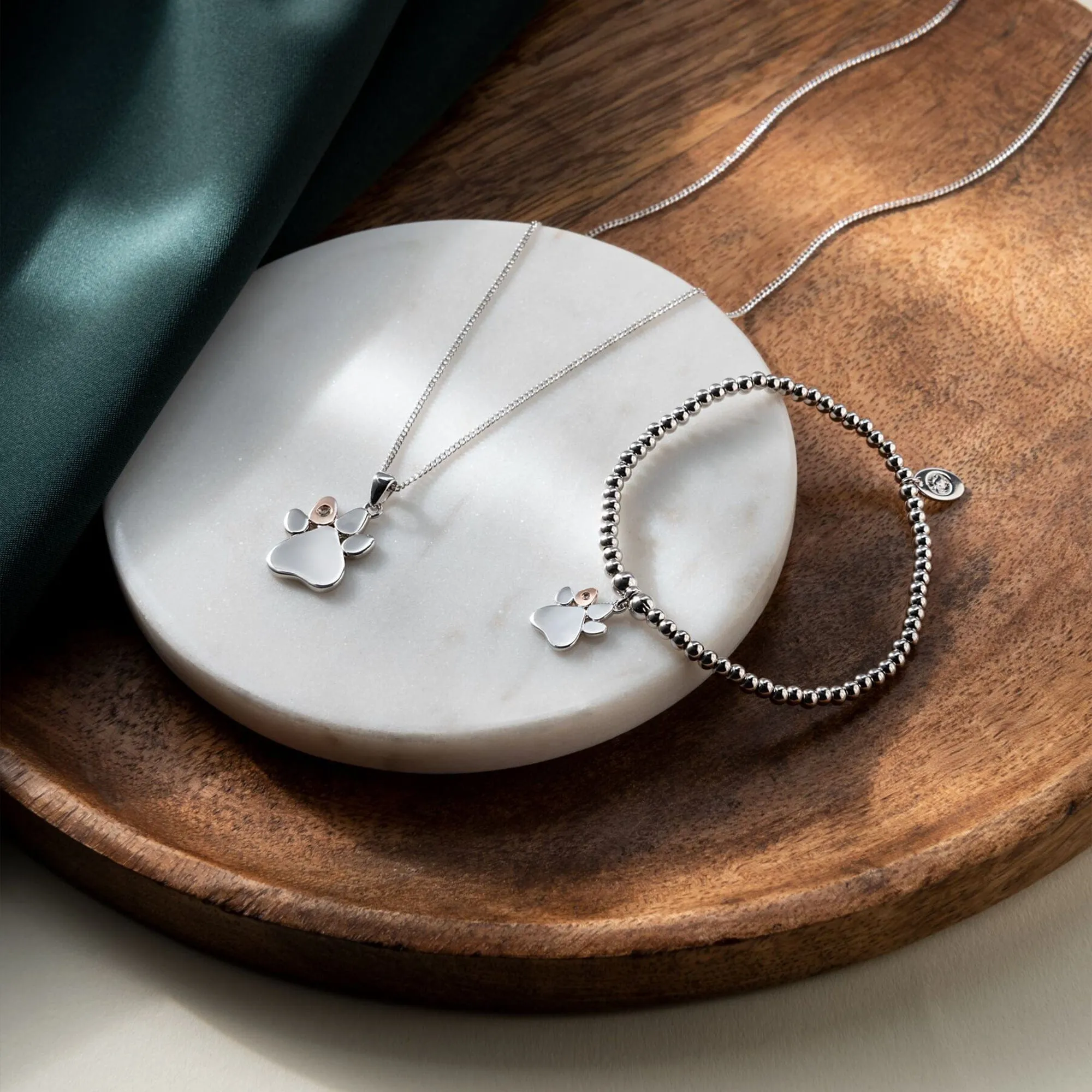 Paw Prints on My Heart Silver Affinity Bracelet