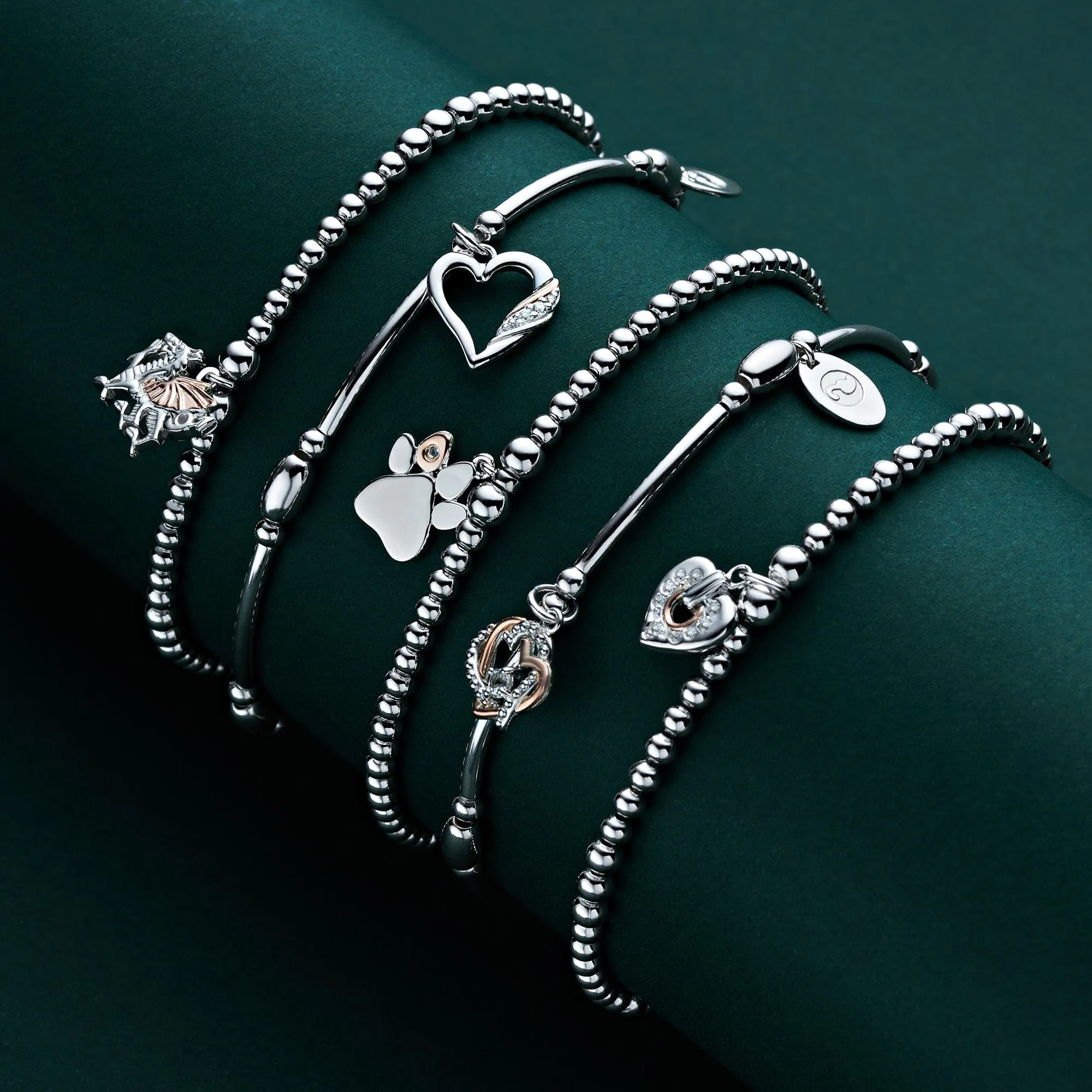 Paw Prints on My Heart Silver Affinity Bracelet