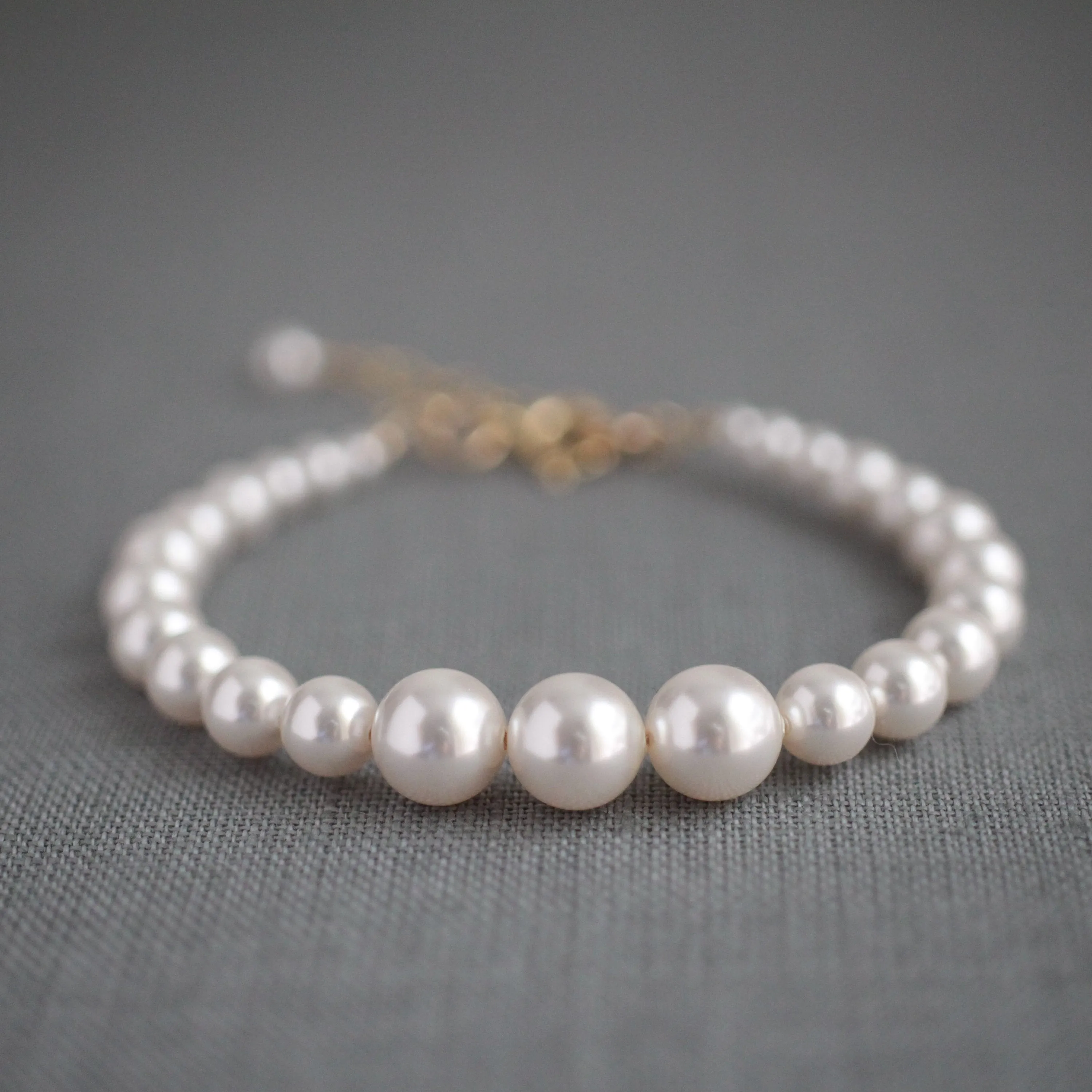 Pear Pearl Drop Gold Earrings and Bracelet Set