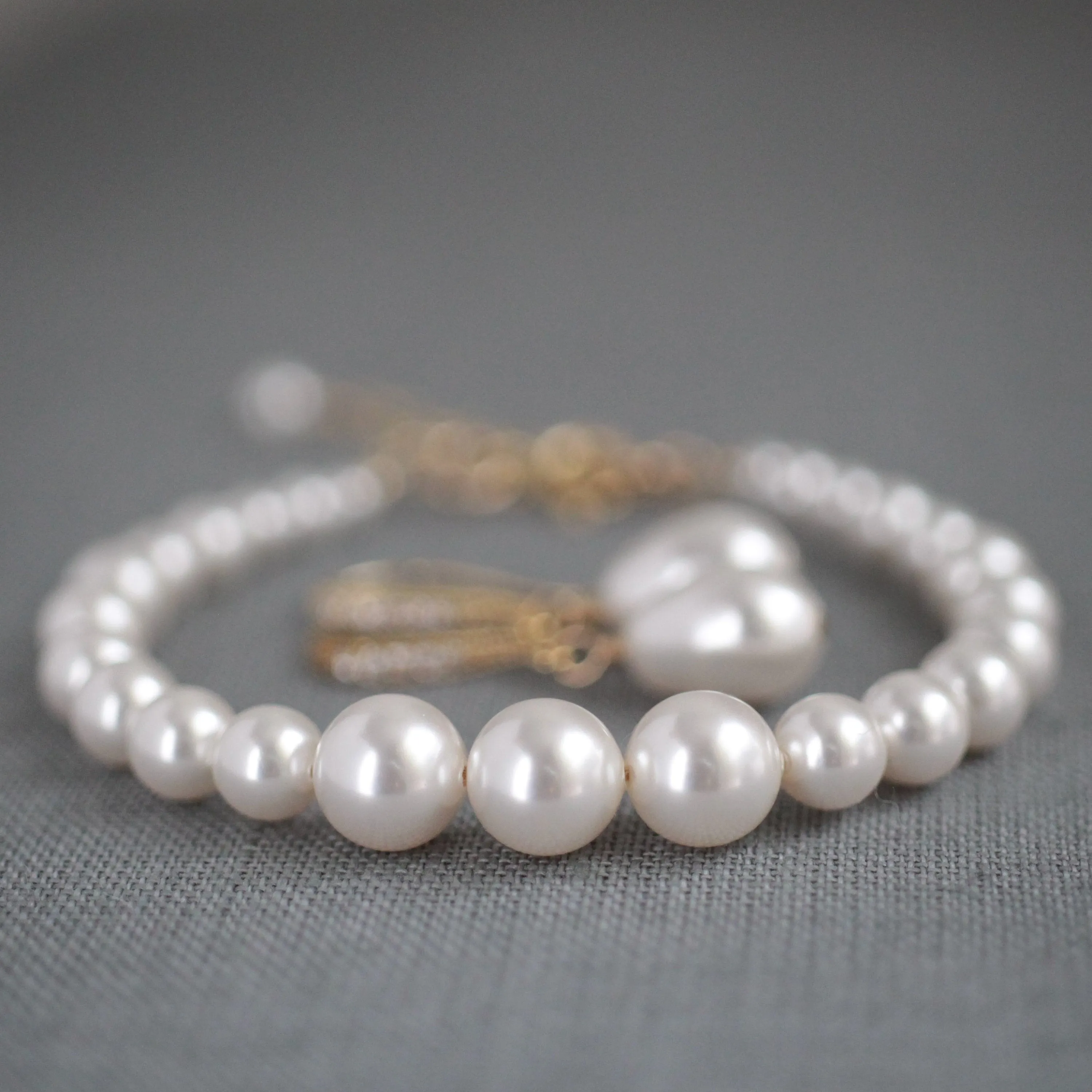 Pear Pearl Drop Gold Earrings and Bracelet Set