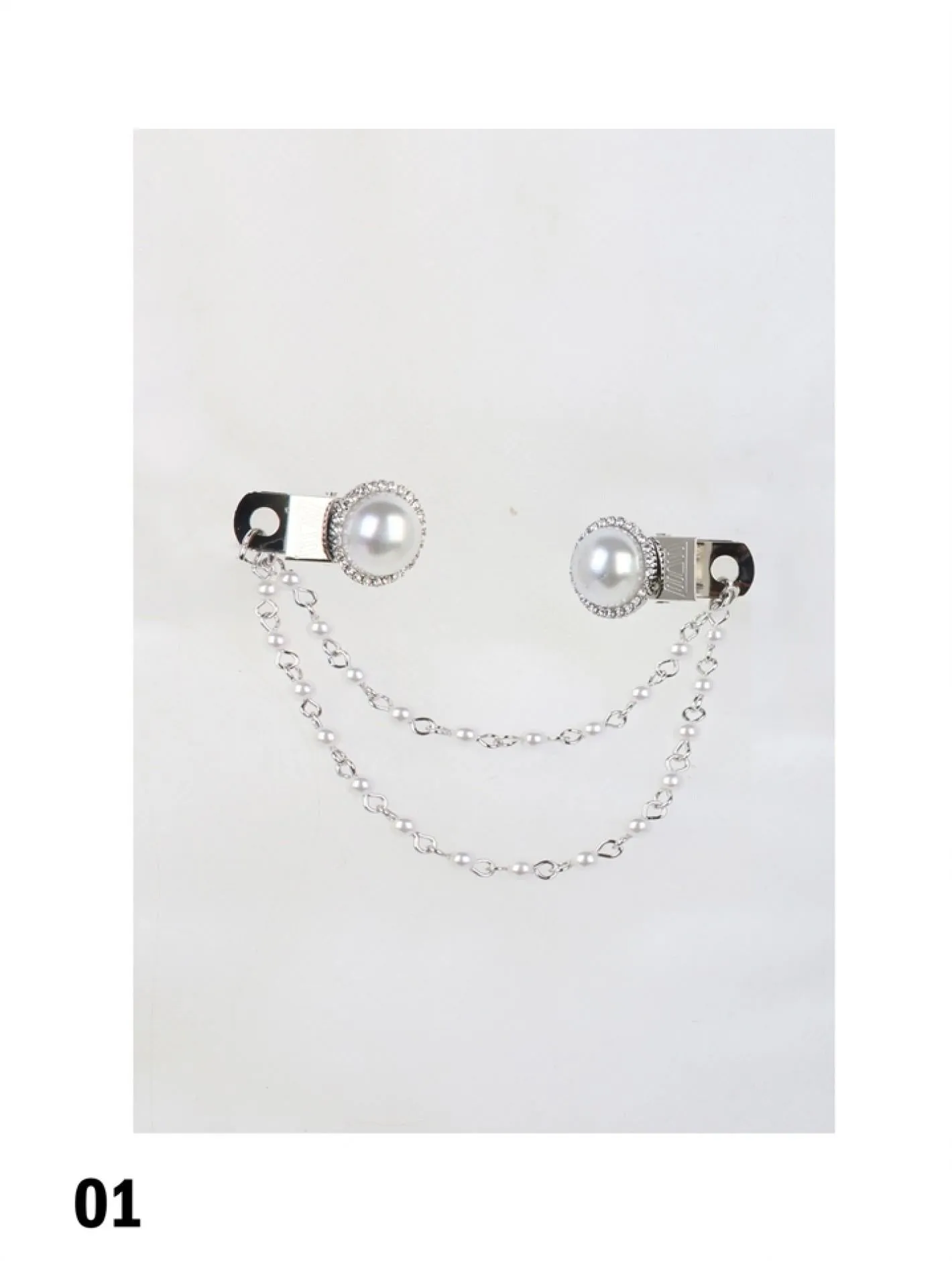 Pearls/Rhinestone Clip On Brooch