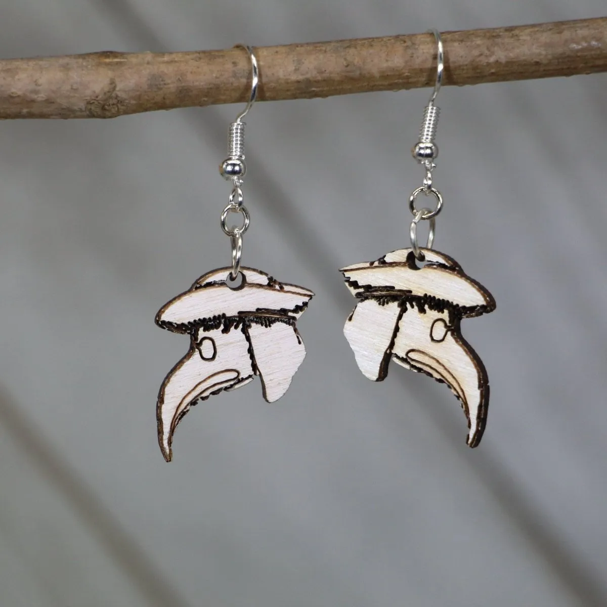 Plague Mask Wooden Dangle Earrings by Cate's Concepts, LLC