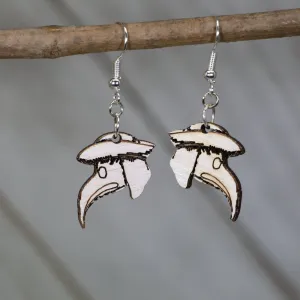 Plague Mask Wooden Dangle Earrings by Cate's Concepts, LLC