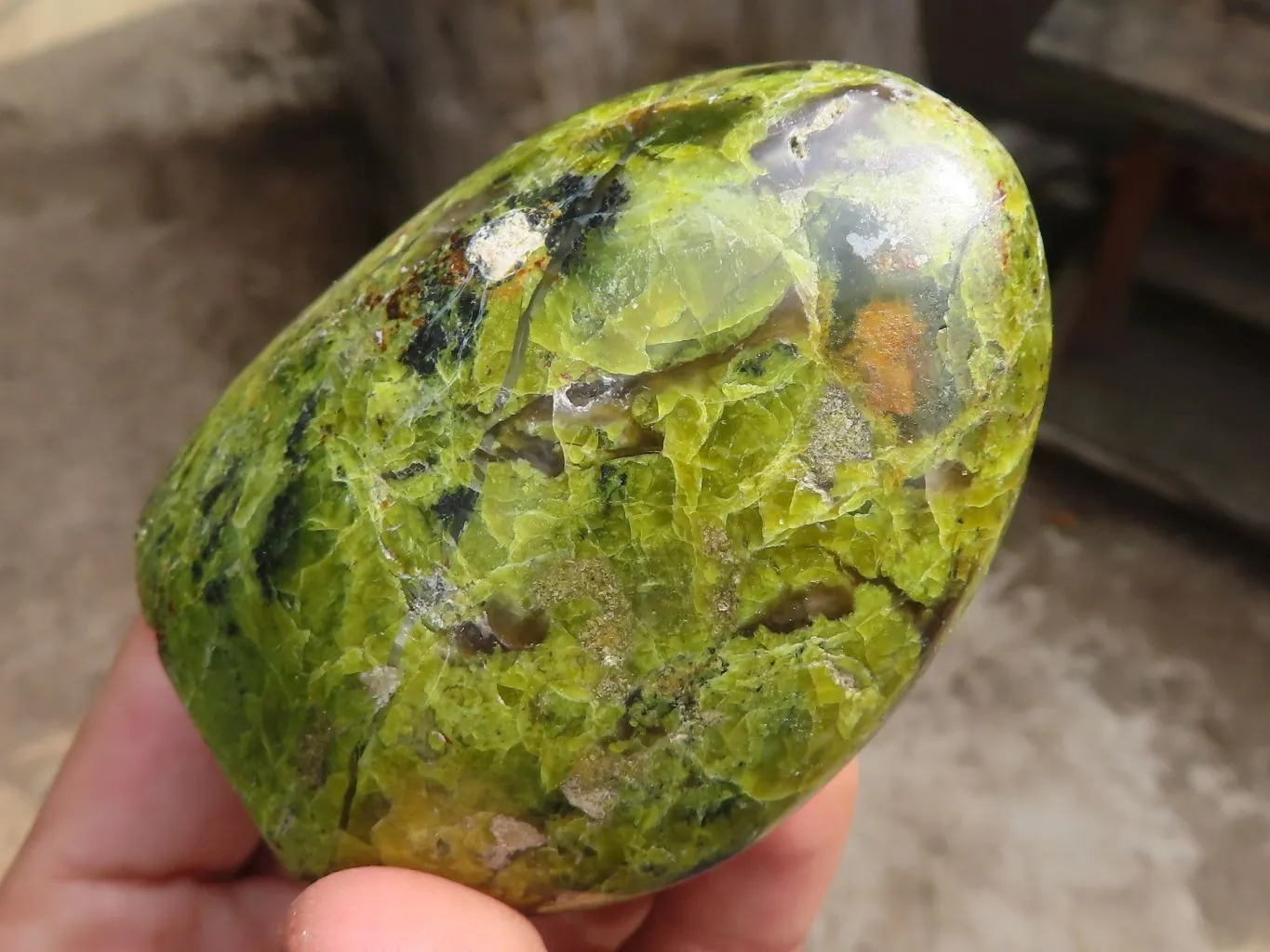 Polished Small Green Opal Standing Free Forms  x 6 From Madagascar