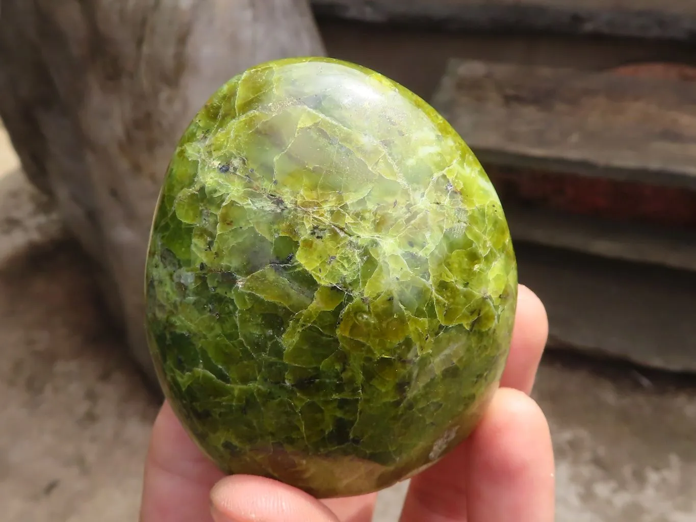 Polished Small Green Opal Standing Free Forms  x 6 From Madagascar