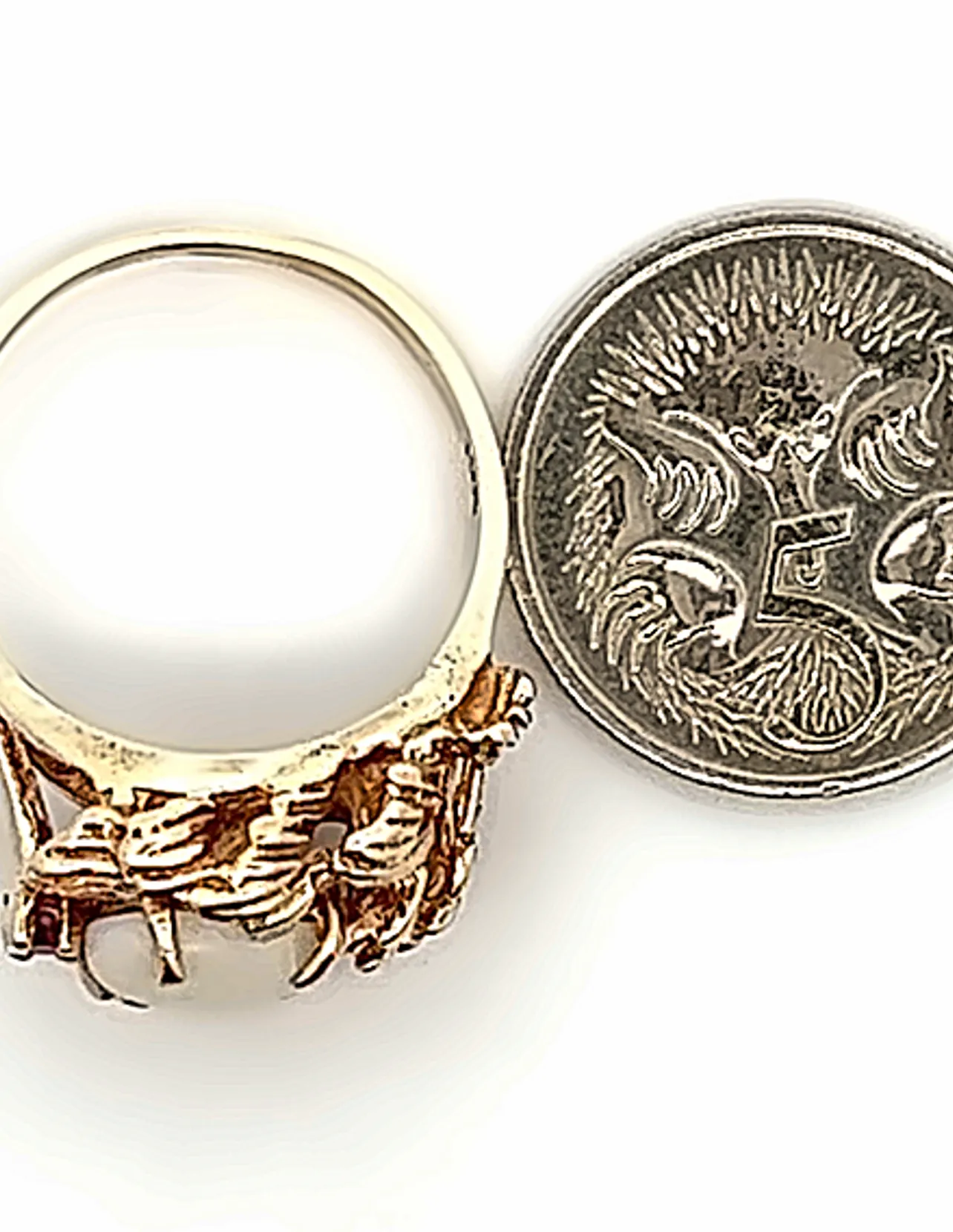 "Valentine's Glow: 10K Yellow Gold Opal Ring"