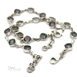 Rainbow Mystic Topaz Diamond Link Bracelet