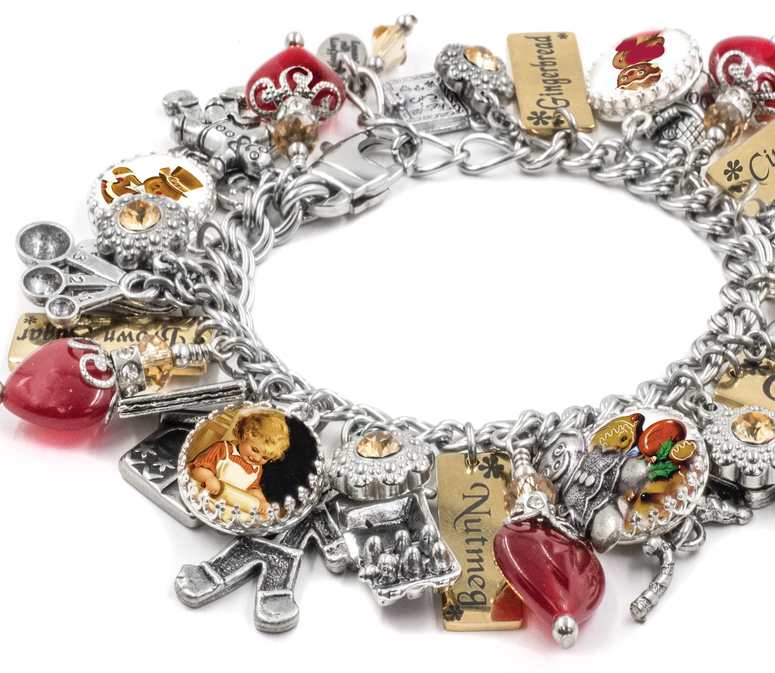 Red Heart Gingerbread Man Bracelet