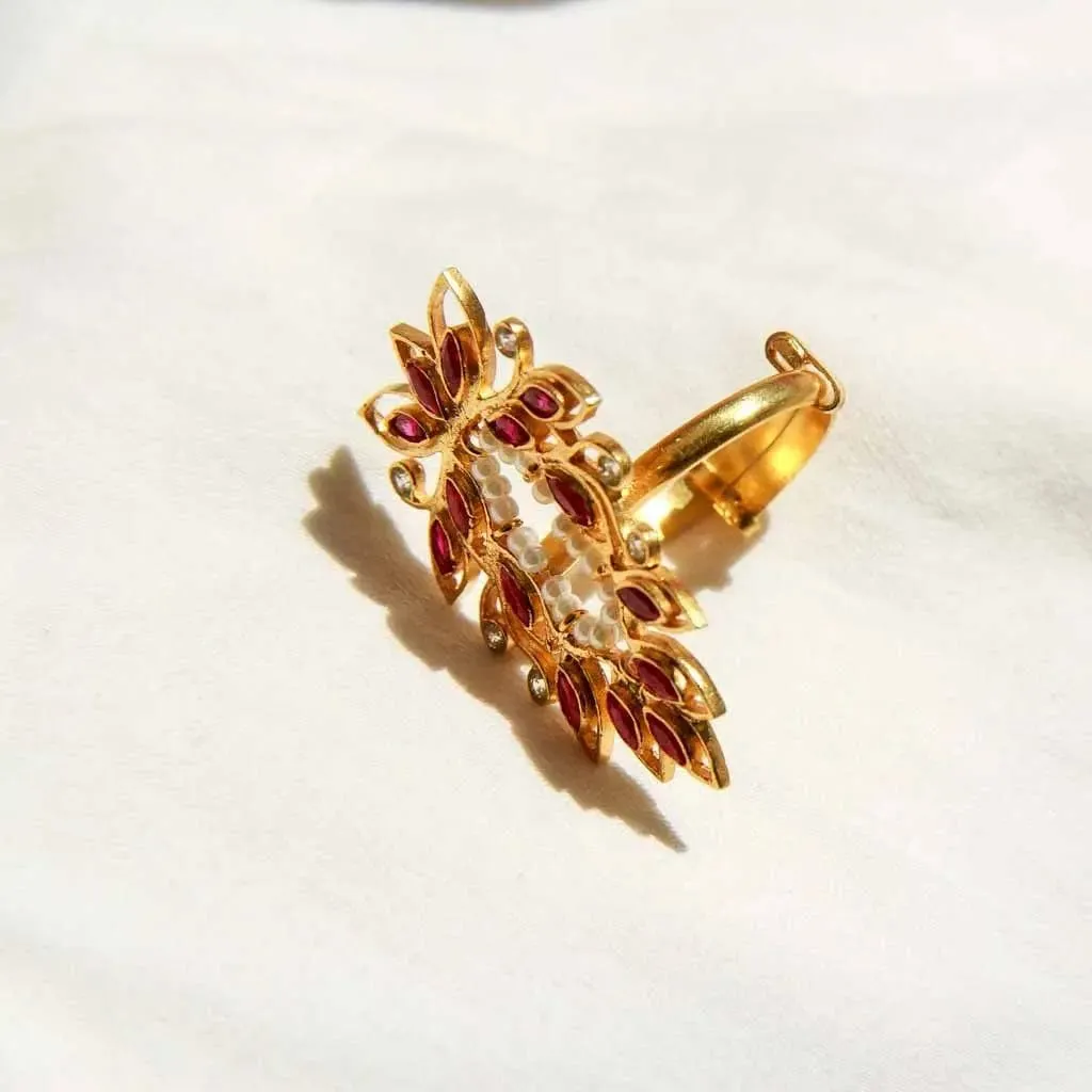 Red Zircon Gold Plated Cocktail Ring