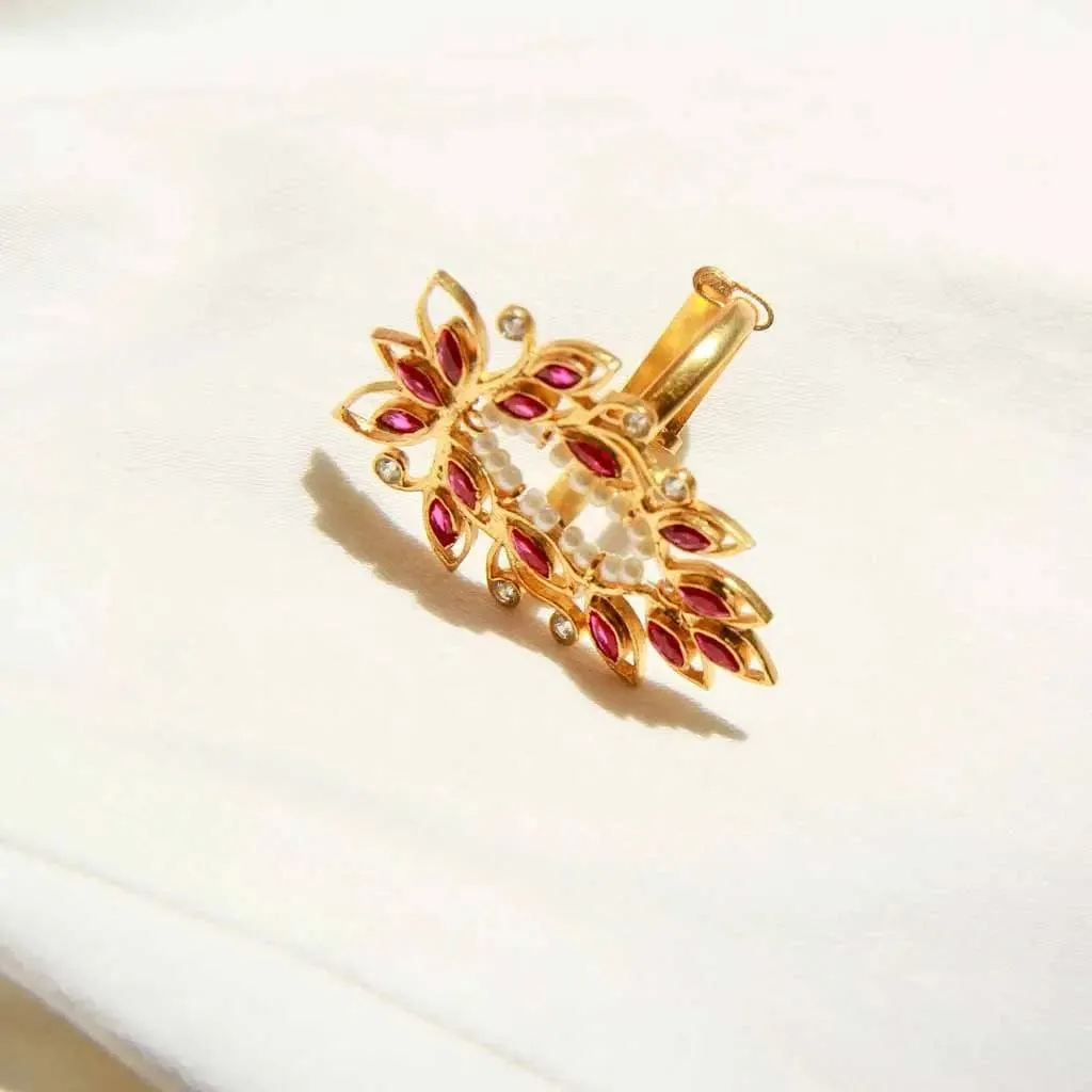 Red Zircon Gold Plated Cocktail Ring