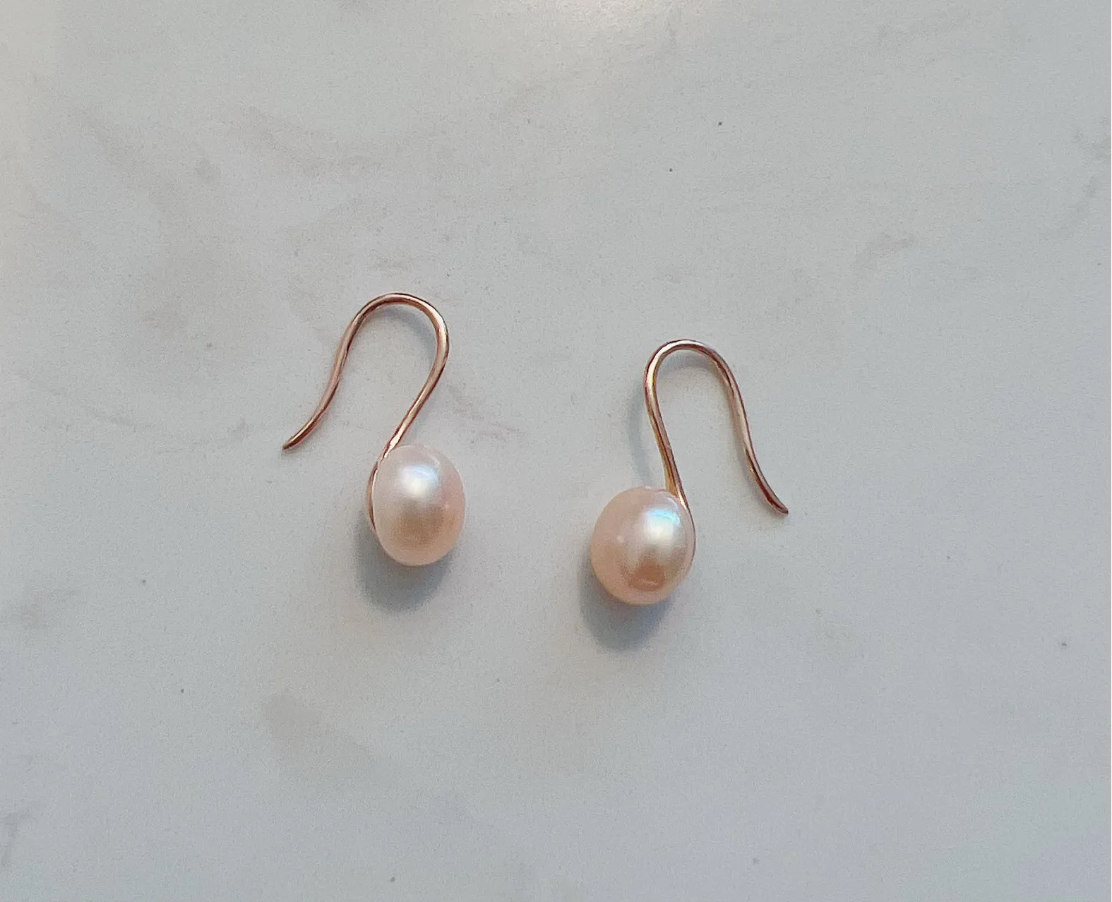 Rose Gold Setting 8mm-10mm Button Hang Earrings