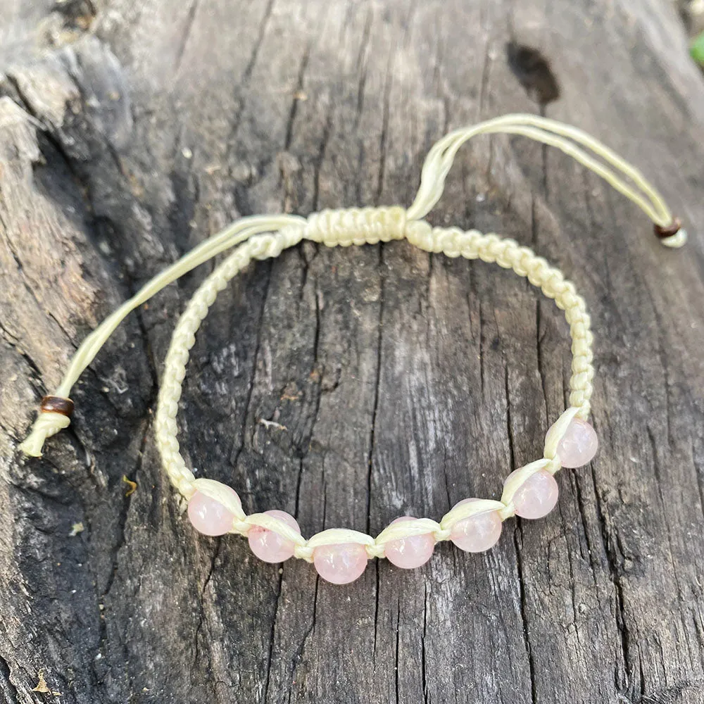 Rose Quartz Threaded Bracelet